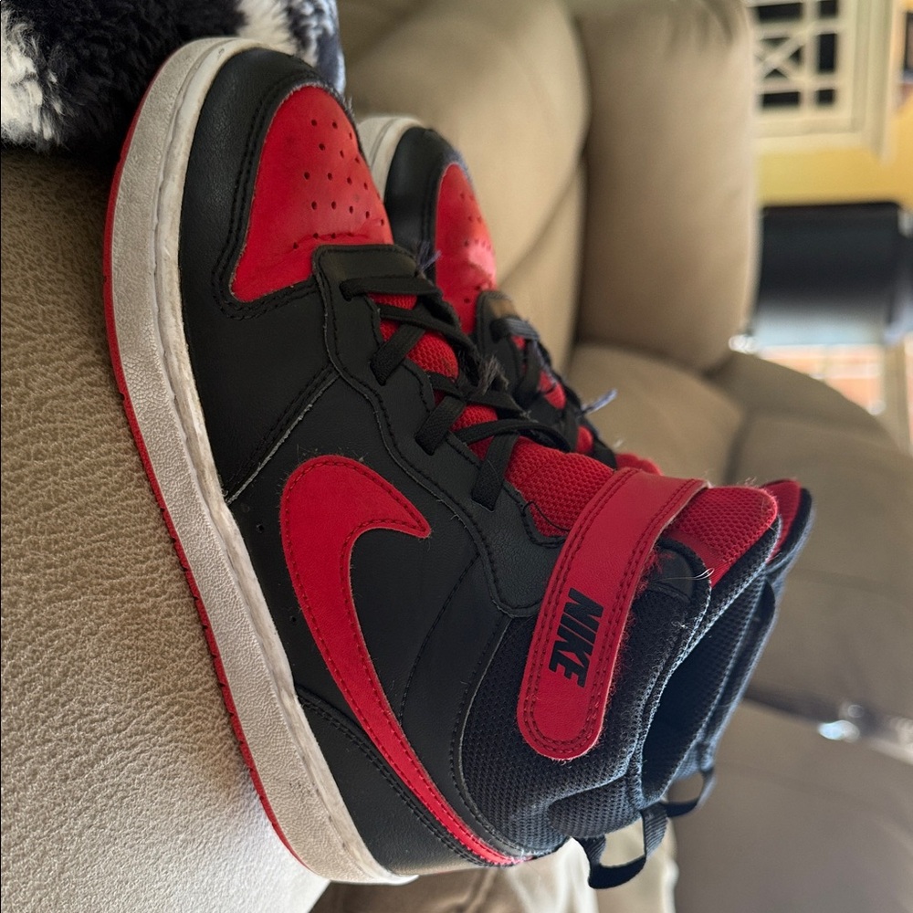 Nike Kids Black and Red High-Top Sneakers
